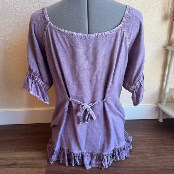 Papa Vancouver Purple Lace Flowy Top Fairycore Boho Romantic Embroidered Blouse - Picture 6 of 12